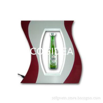 Logo Customized Turning Floating Bottle Display , Pop Displ